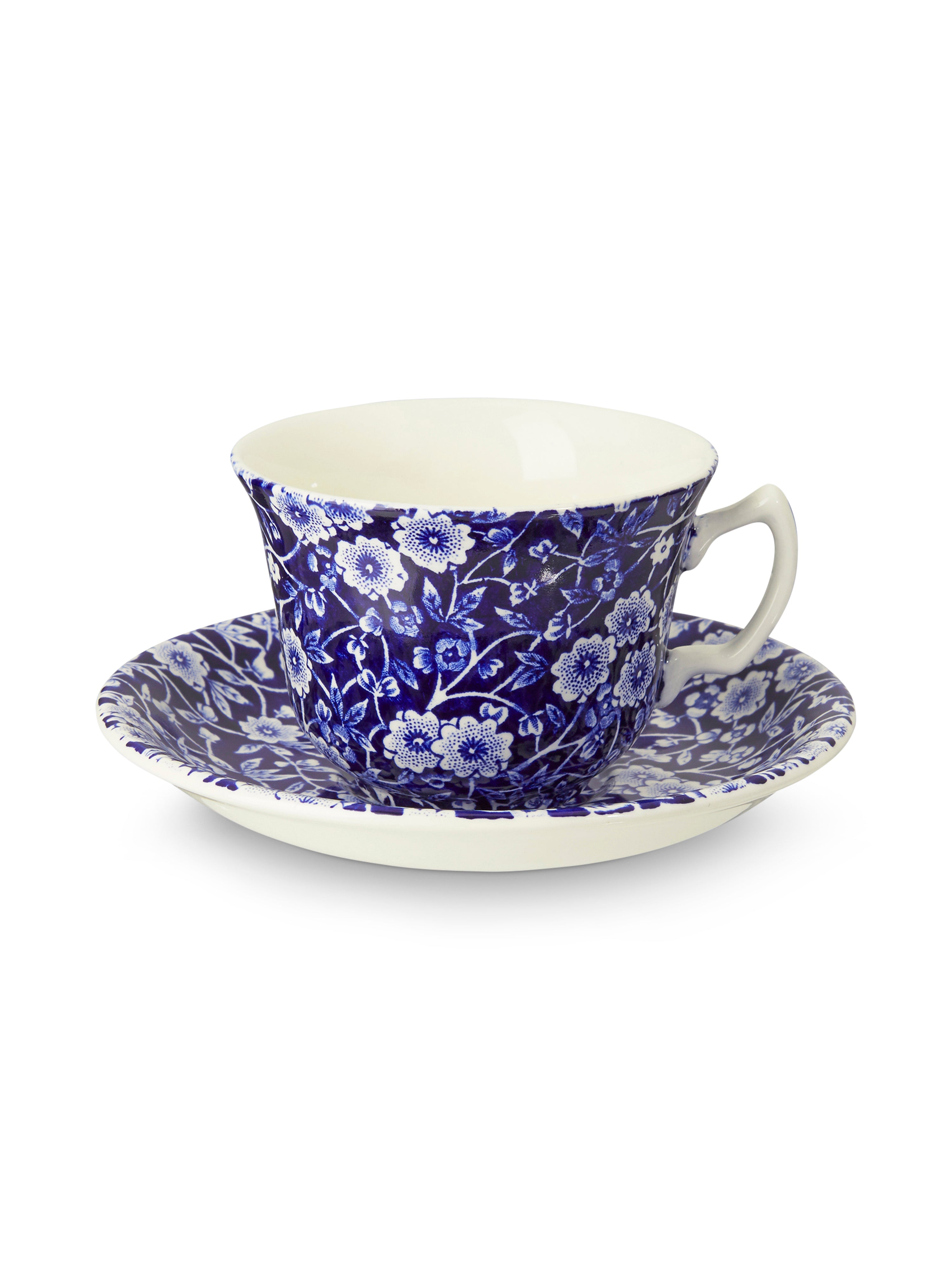 Blue Calico Teacup & Saucer – Burleigh