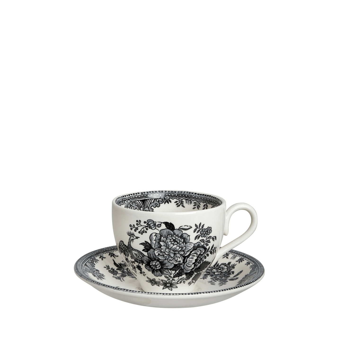 Black & White Asiatic Pheasants Teacup & Saucer