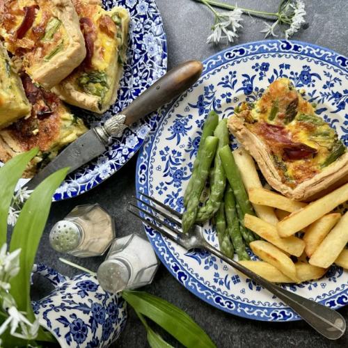 Asparagus, Wild Garlic and Prosciutto Cheese Flan by Karen Booth