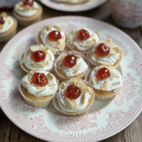 Cherry Bakewell Fairy Cakes by Karen Booth