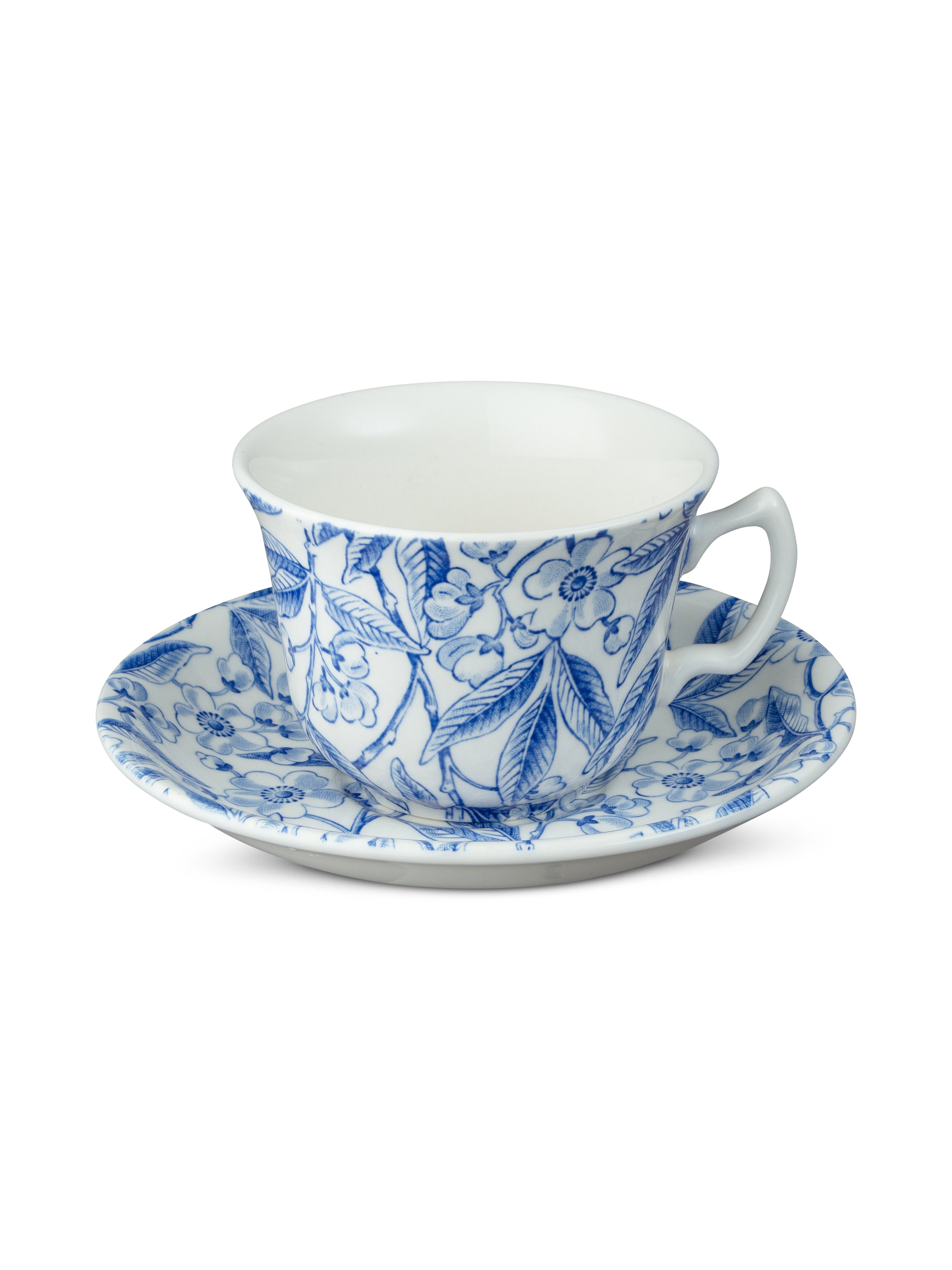 Blue Prunus Teacup & Saucer – Burleigh