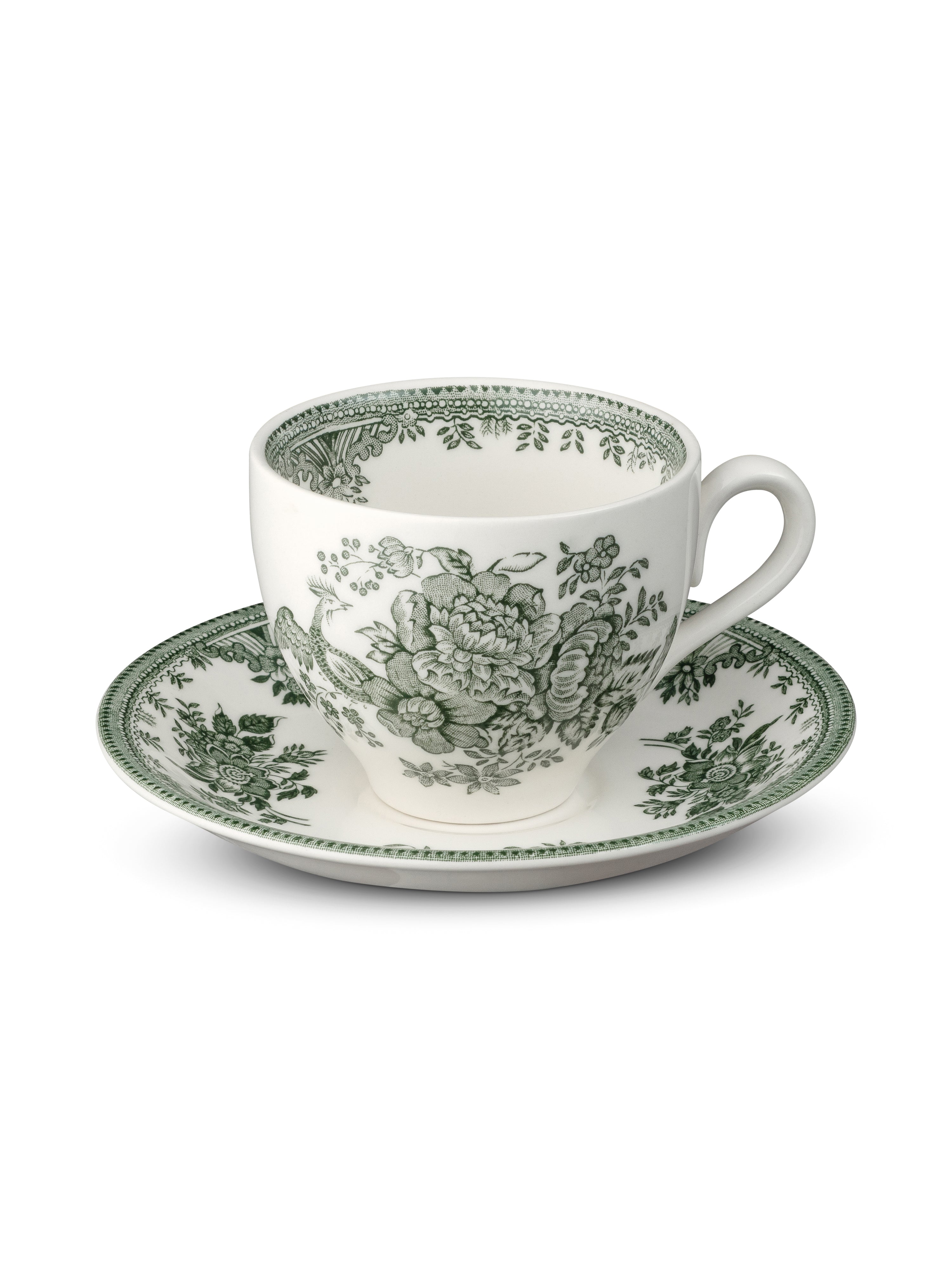 Green Asiatic Pheasants Teacup & Saucer – Burleigh