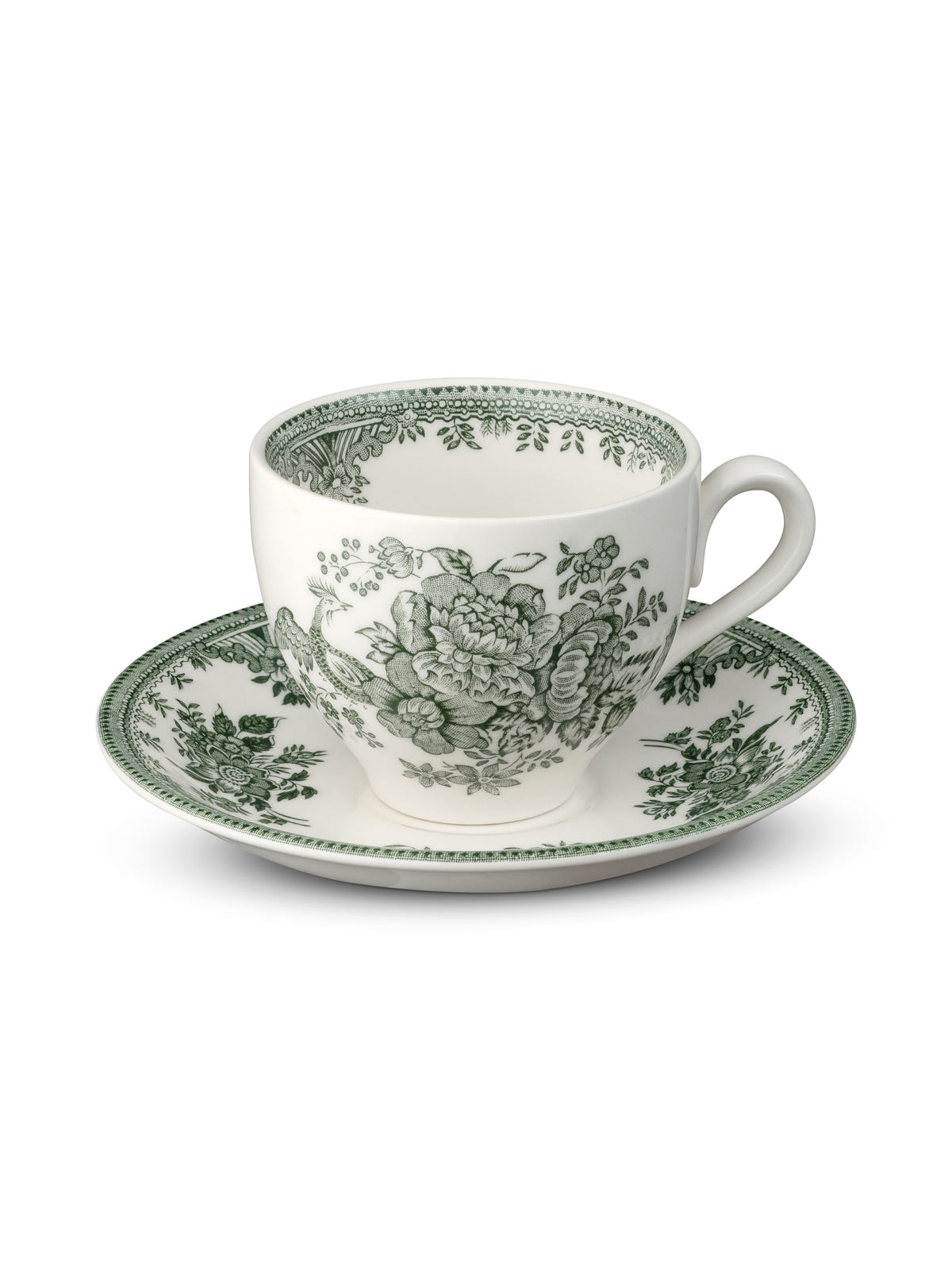 Green Asiatic Pheasants Teacup & Saucer