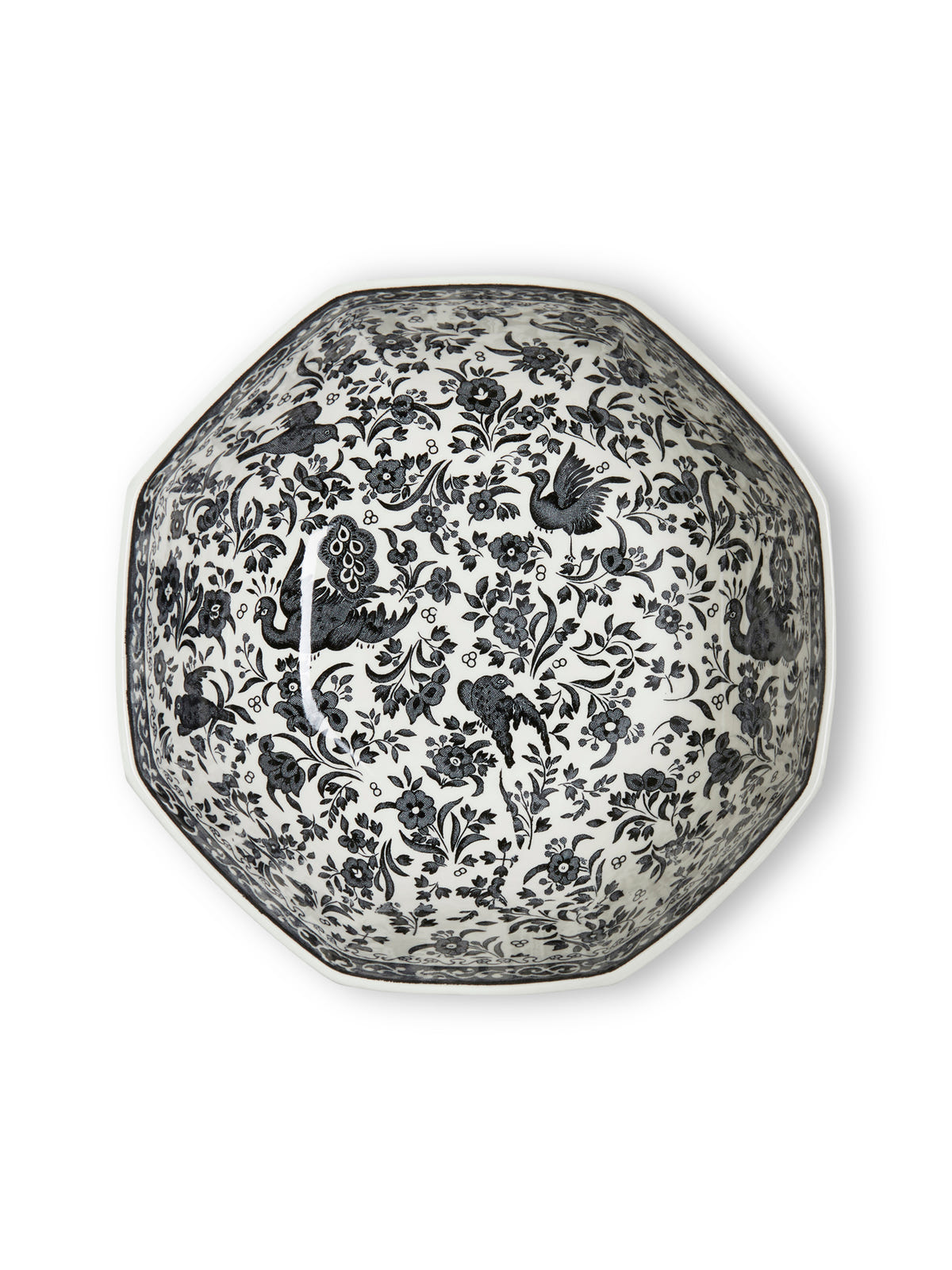 Black Regal Peacock Octagonal Bowl Medium 20.5cm/8"