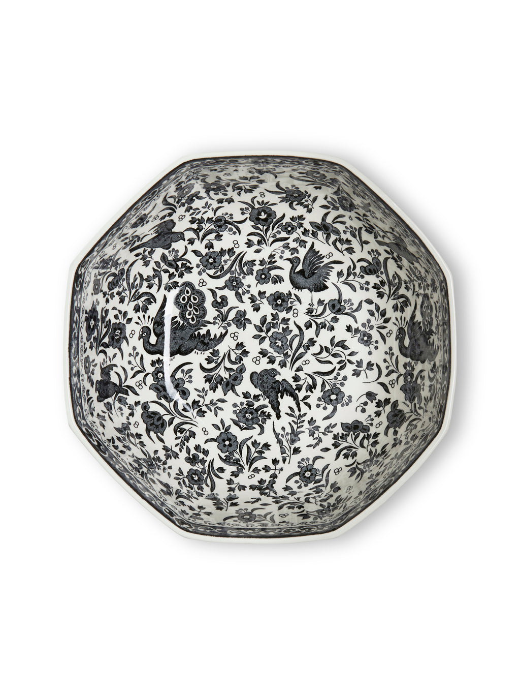 Black Regal Peacock Octagonal Bowl Medium 20.5cm/8"