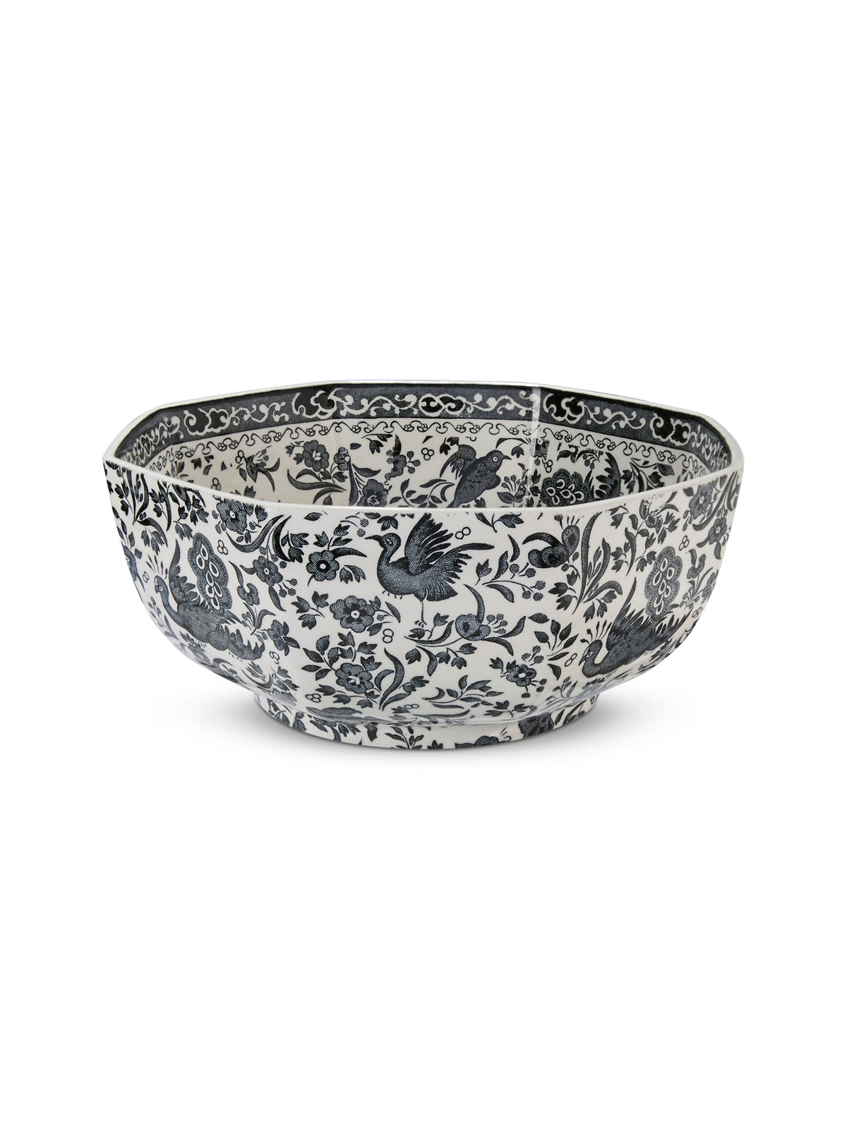 Black Regal Peacock Octagonal Bowl Medium 20.5cm/8"