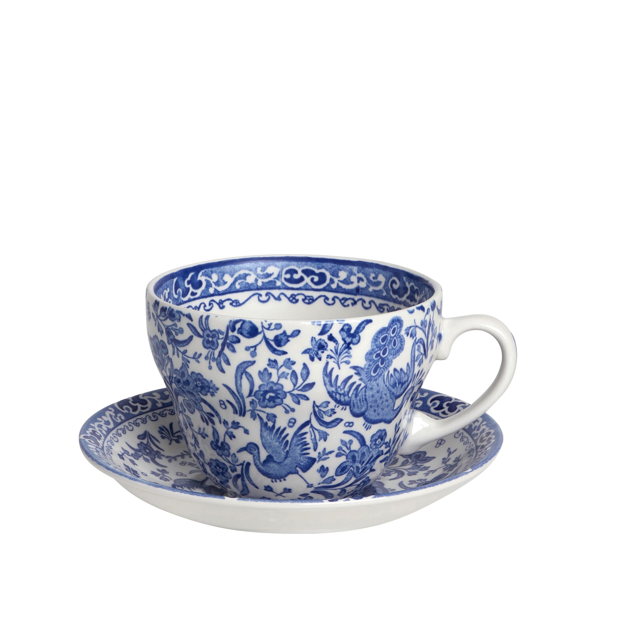 Blue Regal Peacock Breakfast Cup & Saucer – Burleigh