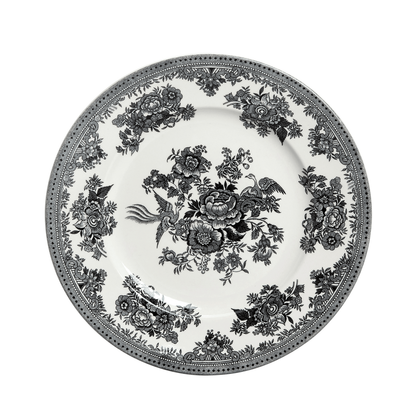Black & White Asiatic Pheasants Plate 22cm/9"