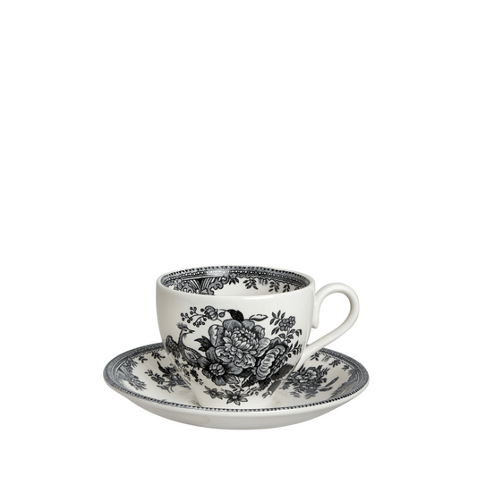 Black & White Asiatic Pheasants Teacup & Saucer