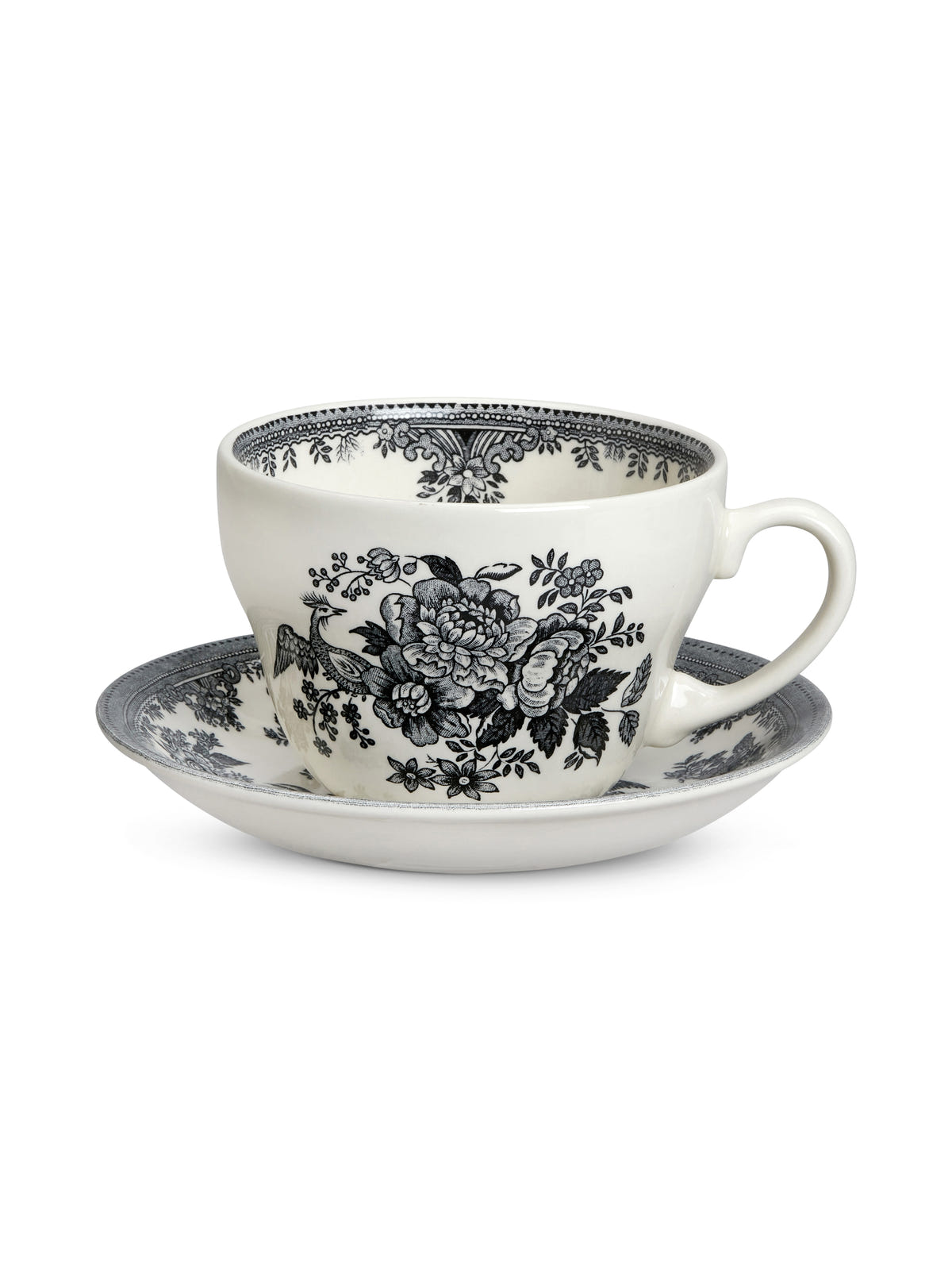 Black & White Asiatic Pheasants Breakfast Cup & Saucer