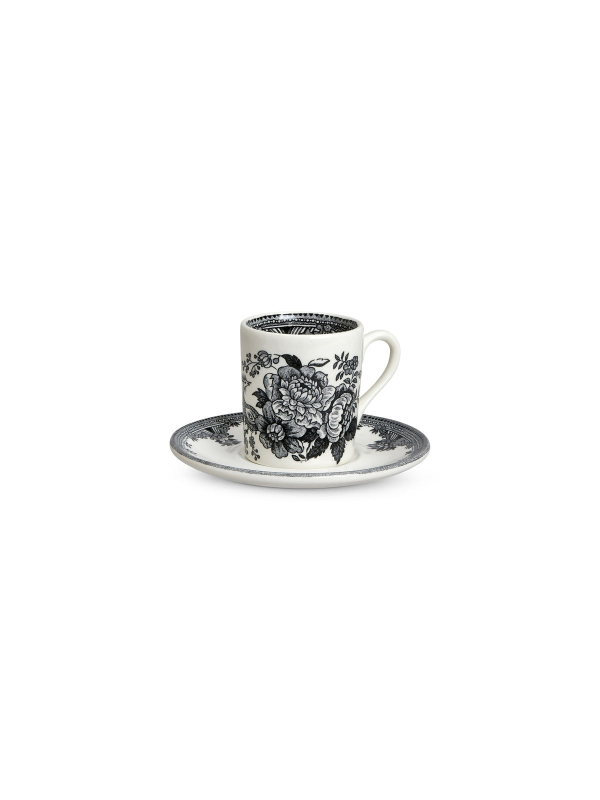 Black & White Asiatic Pheasants Espresso Cup & Saucer