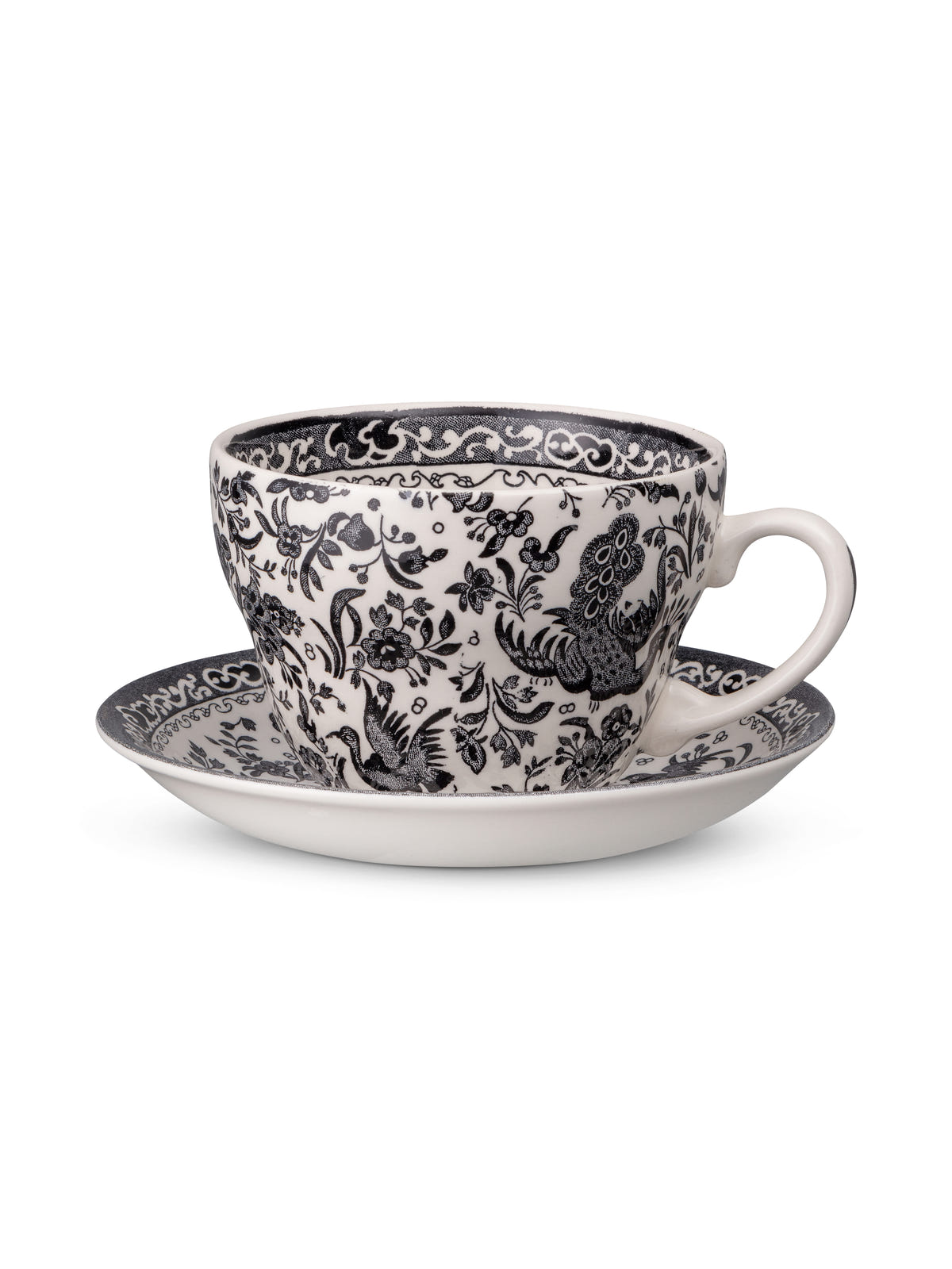 Black Regal Peacock Breakfast Cup & Saucer