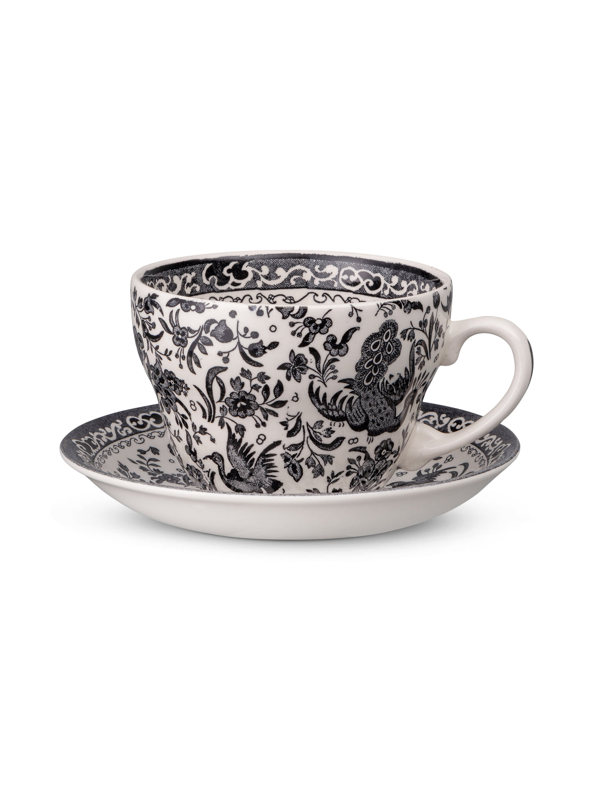 Black Regal Peacock Breakfast Cup & Saucer