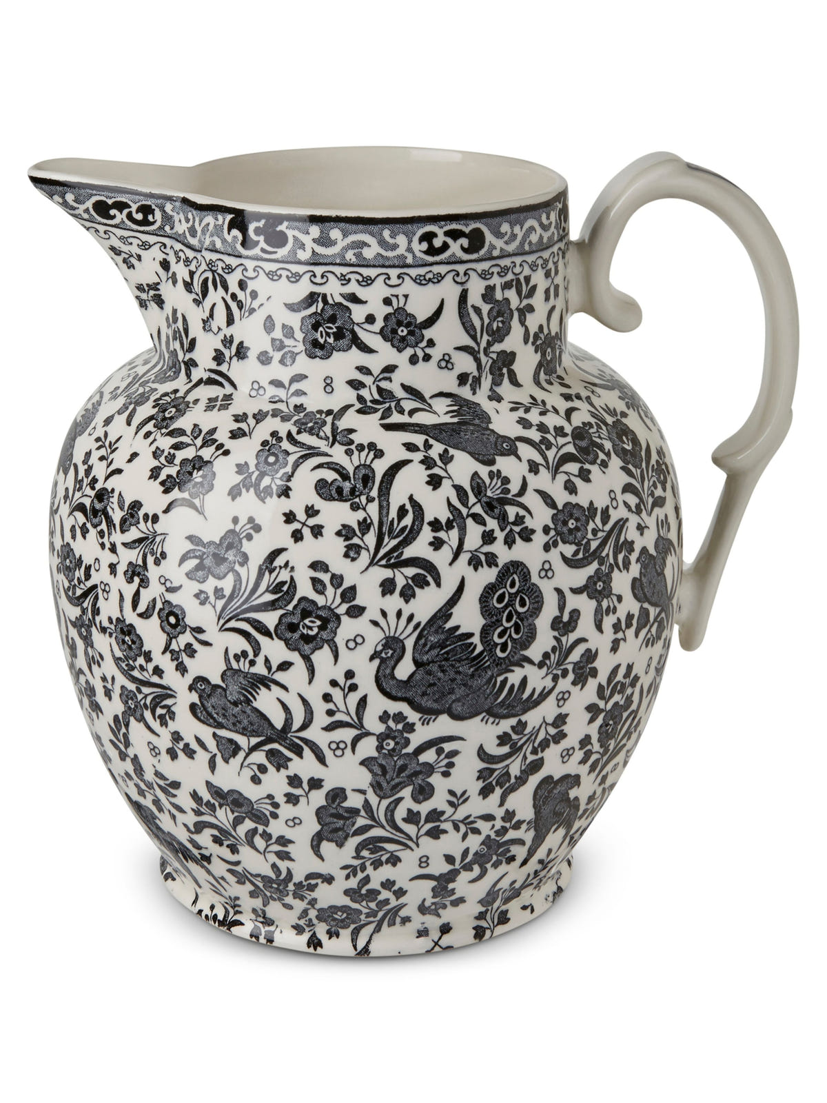 Black Regal Peacock Large Etruscan Jug