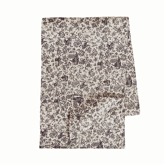Burleigh x Bedeck of Belfast Charcoal and White Regal Peacock Table Runner