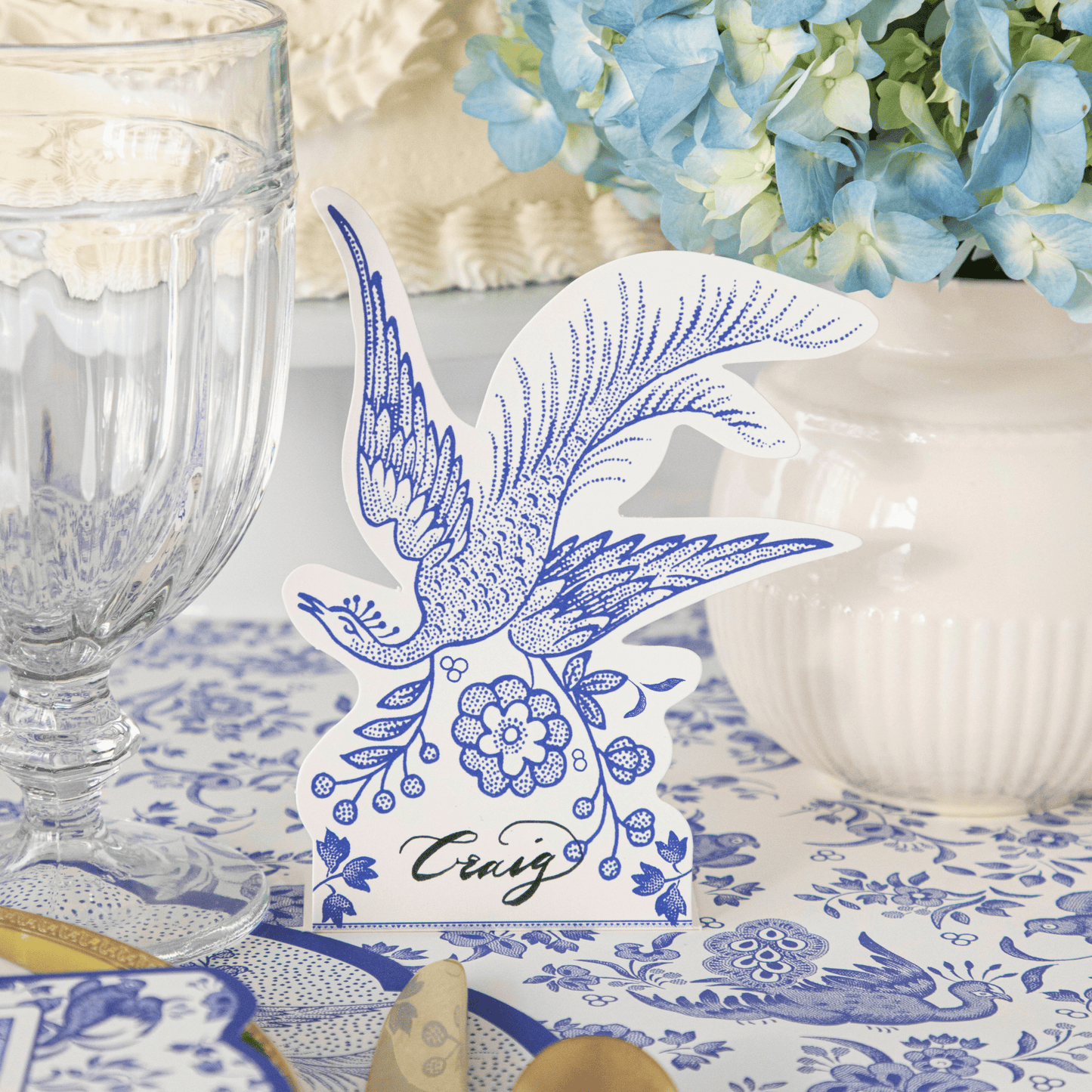 Burleigh x Hester & Cook Blue Asiatic Pheasants Place Cards, Pack of 12