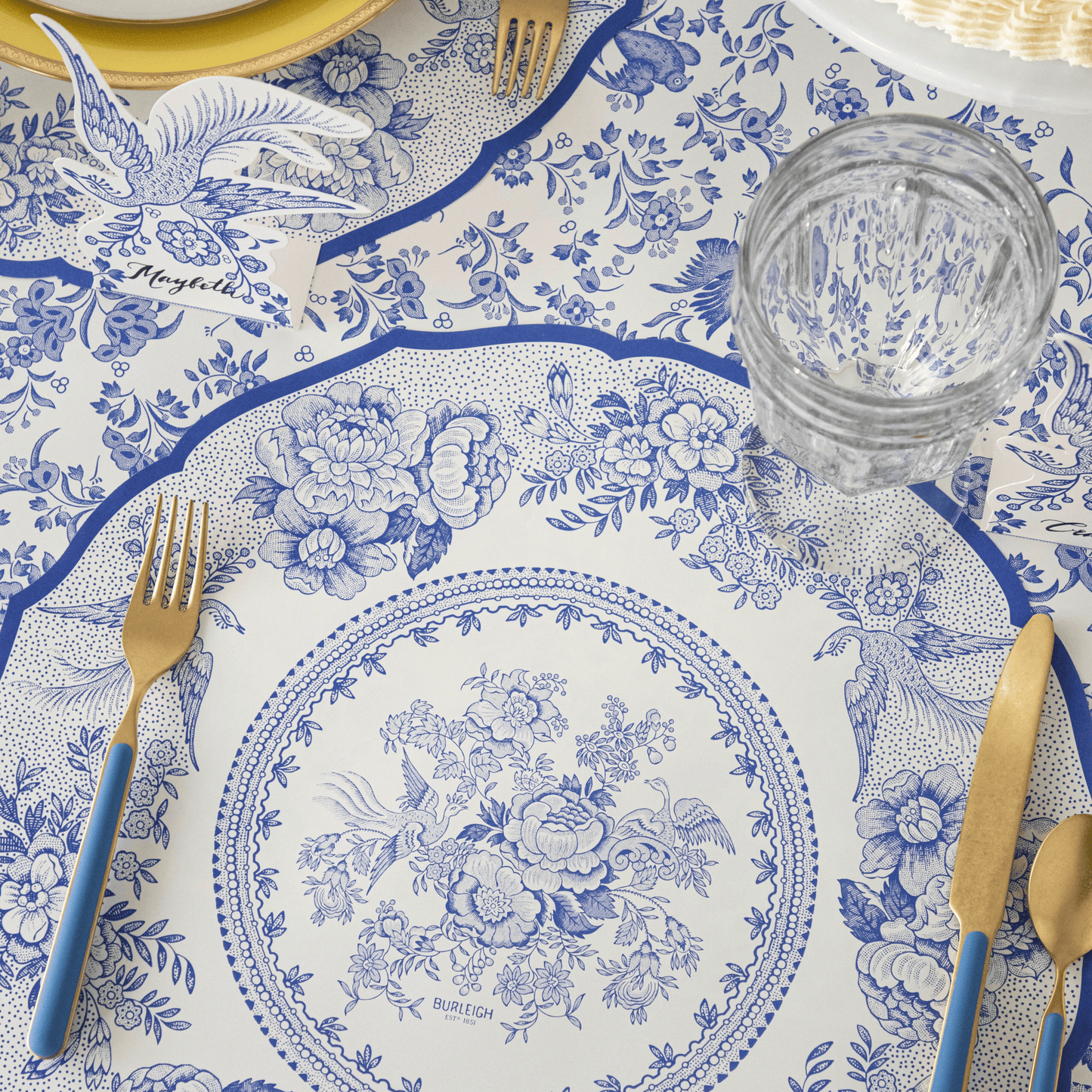 Burleigh x Hester & Cook Blue Asiatic Pheasants Place Cards, Pack of 12