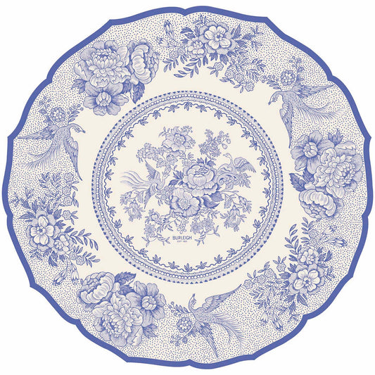 Burleigh x Hester & Cook Blue Asiatic Pheasants Round Paper Placemats, Pack of 12