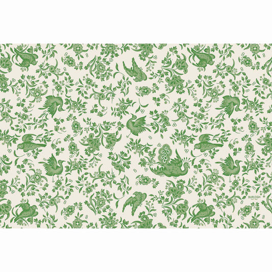 Burleigh x Hester & Cook Green Regal Peacock Paper Placemats, Pack of 18