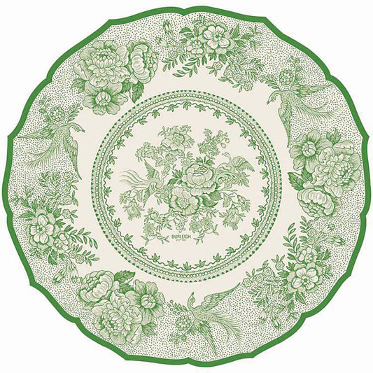 Burleigh x Hester & Cook Green Asiatic Pheasants Round Paper Placemats, Pack of 12