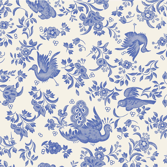 Burleigh x Hester & Cook Blue Regal Peacock Cocktail Napkins, Pack of 20