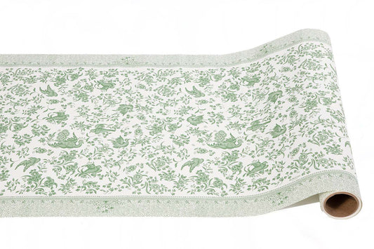 Burleigh x Hester & Cook Green Regal Peacock Paper Table Runner