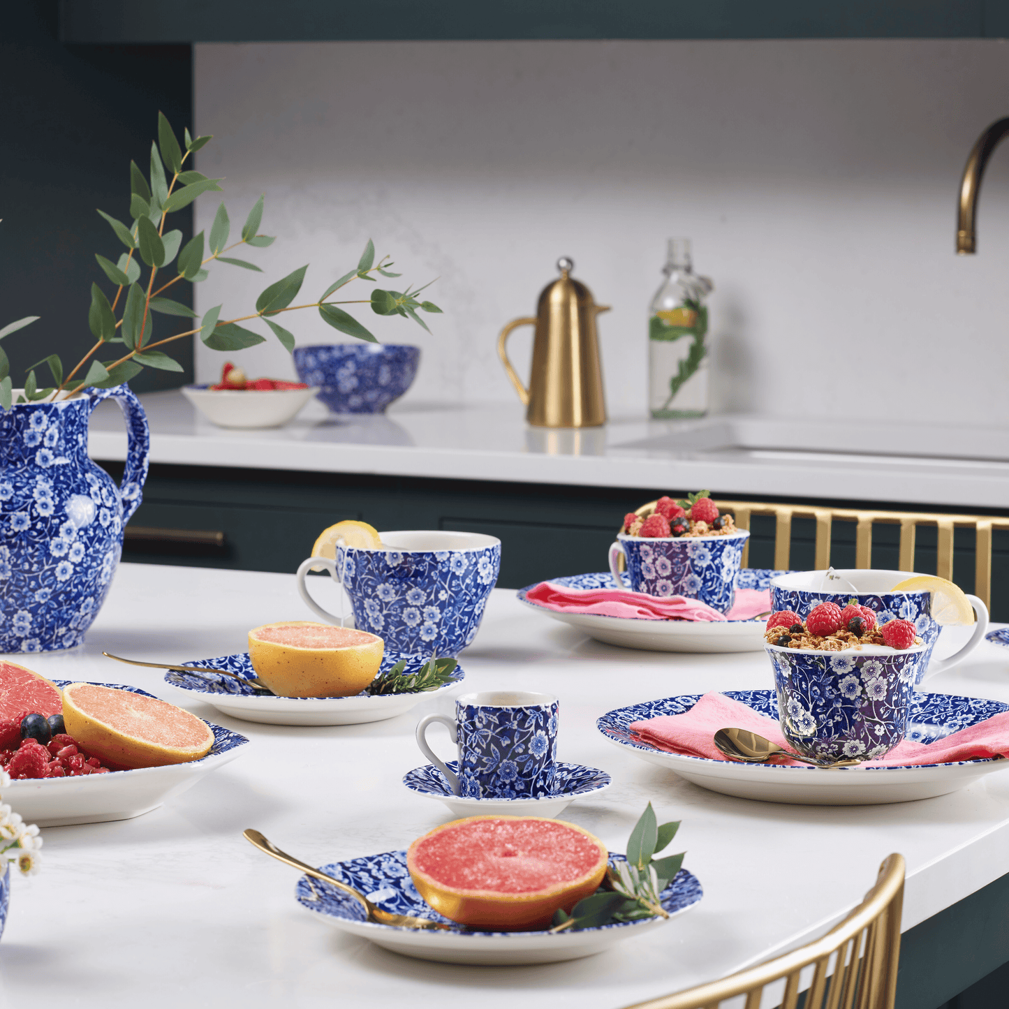 Blue Calico Espresso Cup and Saucer