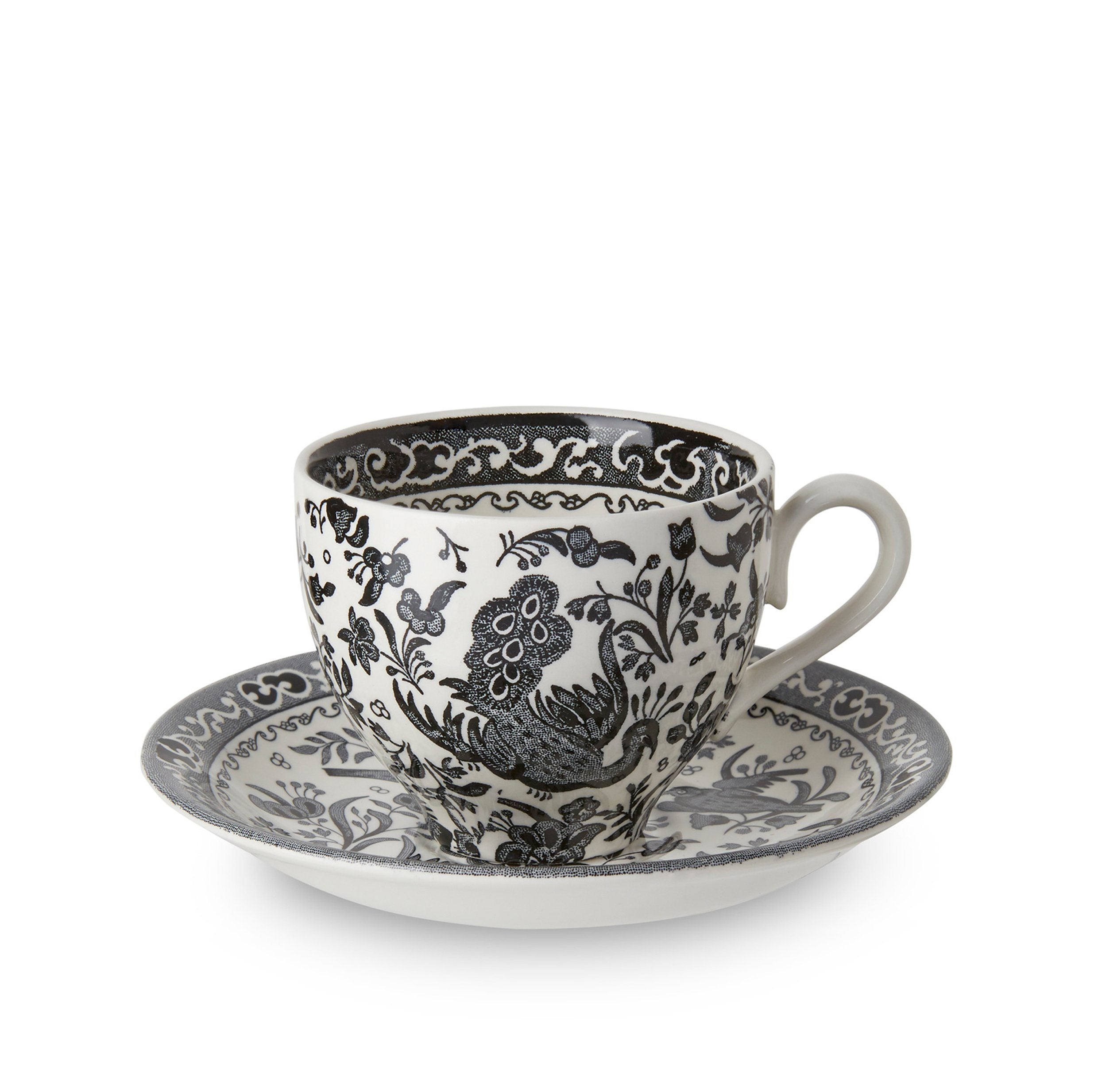 Black Regal Peacock Teacup & Saucer – Burleigh