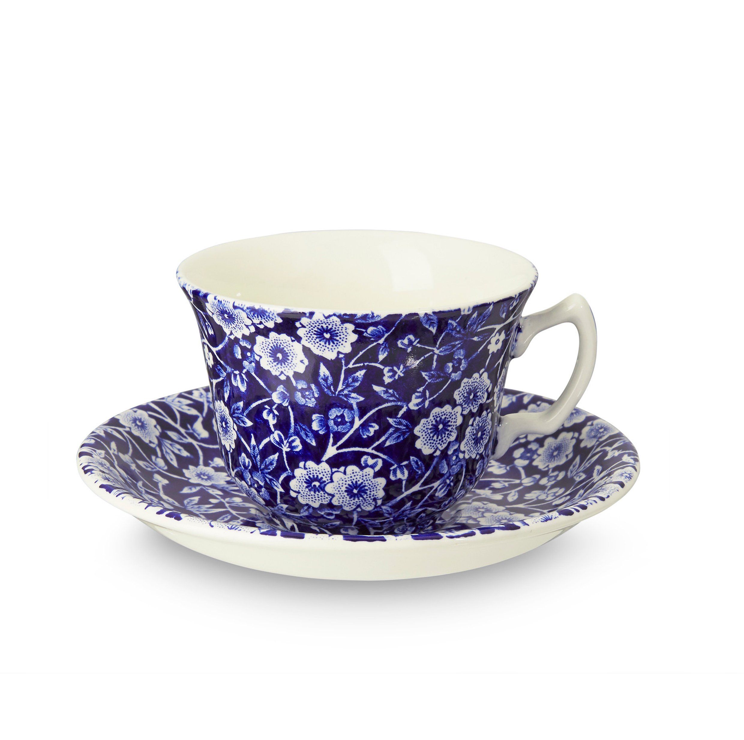 Blue Calico Teacup & Saucer – Burleigh