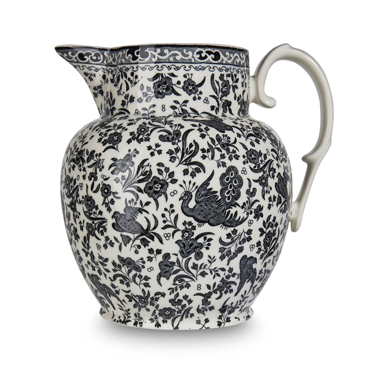 Black Regal Peacock Large Etruscan Jug